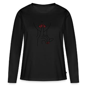 Frauengesicht mit Hand - Frauen Premium Bio Langarmshirt - Schwarz - Vorne - Julia (174cm)