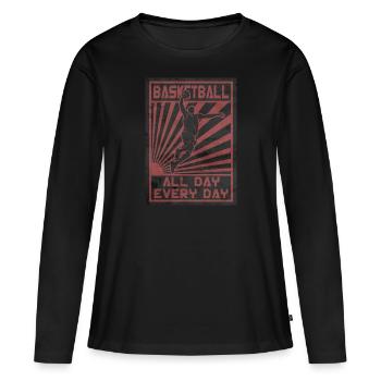Basketball den ganzen Tag die ganze Nacht - Frauen Premium Bio Langarmshirt - Schwarz - Vorne - Julia (174cm)