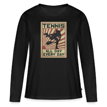 Tennismädchen. Den ganzen Tag, die ganze Nacht. - Frauen Premium Bio Langarmshirt - Schwarz - Vorne - Julia (174cm)