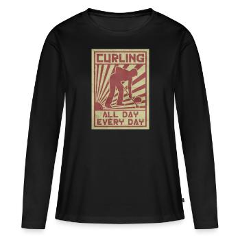 Locken. Den ganzen Tag, die ganze Nacht. - Frauen Premium Bio Langarmshirt - Schwarz - Vorne - Julia (174cm)