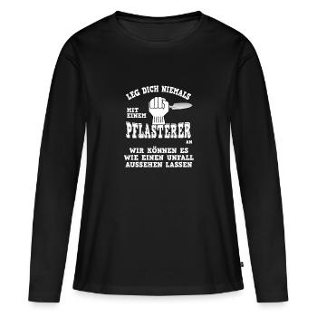 Pflasterer Unfall - Frauen Premium Bio Langarmshirt - Schwarz - Vorne - Julia (174cm)