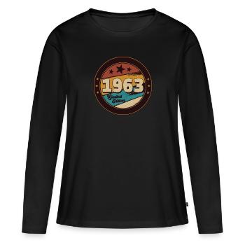 1963 - Frauen Premium Bio Langarmshirt - Schwarz - Vorne - Julia (174cm)