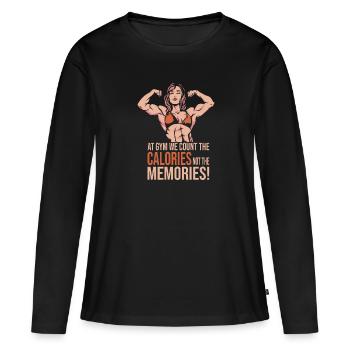 Culturisme - T-shirt manches longues Premium bio Femme - noir - Devant - Julia (174cm)