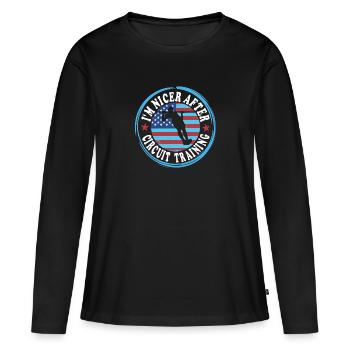 Entraînement en circuit - T-shirt manches longues Premium bio Femme - noir - Devant - Julia (174cm)