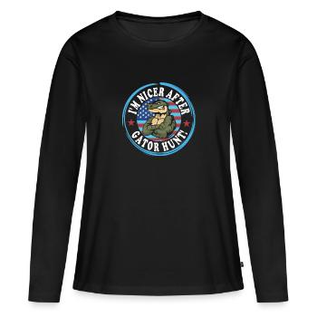 Echse Gator - Frauen Premium Bio Langarmshirt - Schwarz - Vorne - Julia (174cm)
