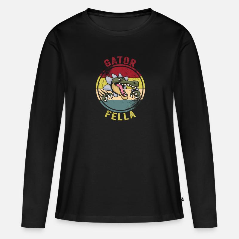 Echse Gator - Frauen Premium Bio Langarmshirt - Schwarz