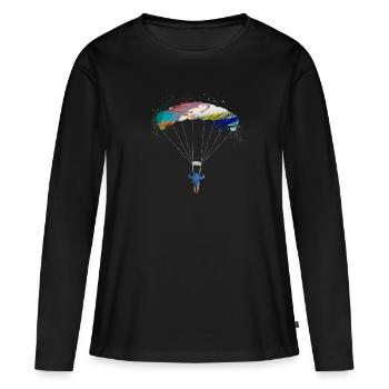 Parachute,Parachute,Graffiti,Parapente - T-shirt manches longues Premium bio Femme - noir - Devant - Julia (174cm)