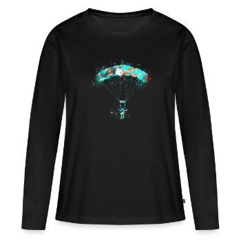 Parachute,Parachute,Graffiti,Parapente - T-shirt manches longues Premium bio Femme - noir - Devant - Julia (174cm)