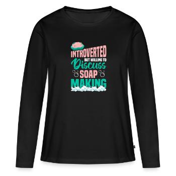 Making soap - Women's Premium Organic Long Sleeve Shirt - black - Front - Julia (174cm)
