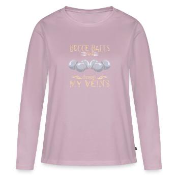 Lyonnaises - T-shirt manches longues Premium bio Femme - rose poudré - Devant - Julia (174cm)