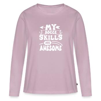Lyonnaises - T-shirt manches longues Premium bio Femme - rose poudré - Devant - Julia (174cm)