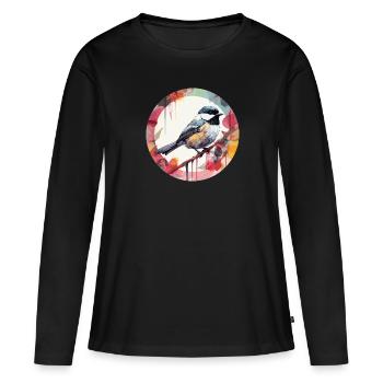 Mésange - T-shirt manches longues Premium bio Femme - noir - Devant - Julia (174cm)