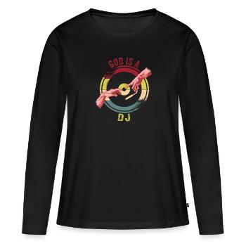 Fête - T-shirt manches longues Premium bio Femme - noir - Devant - Julia (174cm)