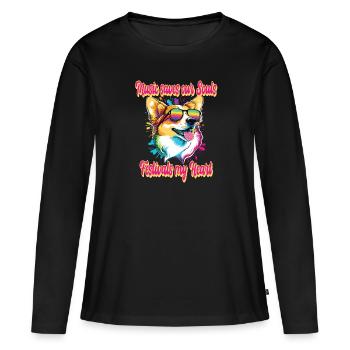 Fête - T-shirt manches longues Premium bio Femme - noir - Devant - Julia (174cm)