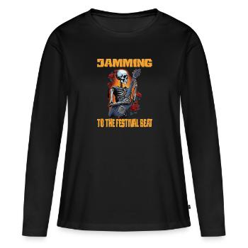 Fête - T-shirt manches longues Premium bio Femme - noir - Devant - Julia (174cm)
