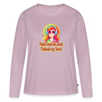 Fête - T-shirt manches longues Premium bio Femme - rose poudré - Devant - Julia (174cm)