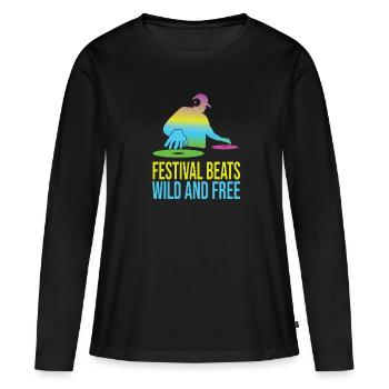 Fête - T-shirt manches longues Premium bio Femme - noir - Devant - Julia (174cm)