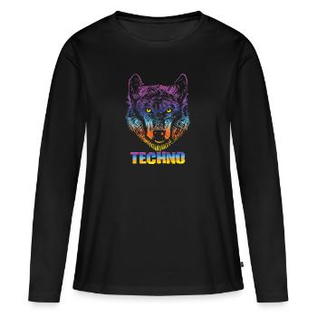 Fête - T-shirt manches longues Premium bio Femme - noir - Devant - Julia (174cm)