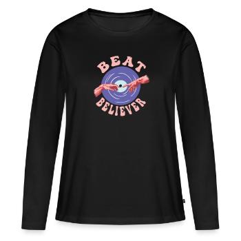 Fête - T-shirt manches longues Premium bio Femme - noir - Devant - Julia (174cm)