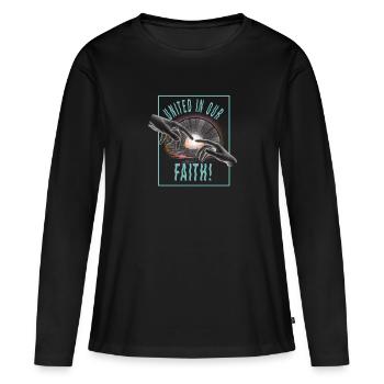 Fête - T-shirt manches longues Premium bio Femme - noir - Devant - Julia (174cm)