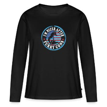 Fandom à fourrure - T-shirt manches longues Premium bio Femme - noir - Devant - Julia (174cm)