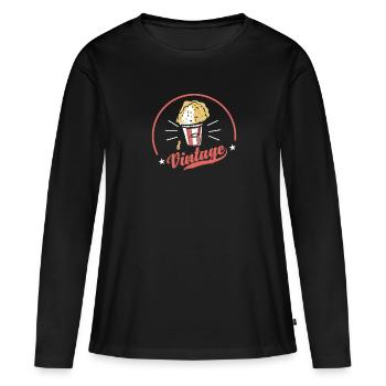 Vieux films - T-shirt manches longues Premium bio Femme - noir - Devant - Julia (174cm)