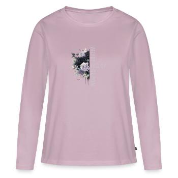 Goth Emo - T-shirt manches longues Premium bio Femme - rose poudré - Devant - Julia (174cm)