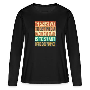 Bureau - T-shirt manches longues Premium bio Femme - noir - Devant - Julia (174cm)