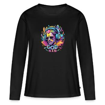DJing - T-shirt manches longues Premium bio Femme - noir - Devant - Julia (174cm)