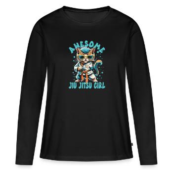 Jiu Jitsu - T-shirt manches longues Premium bio Femme - noir - Devant - Julia (174cm)