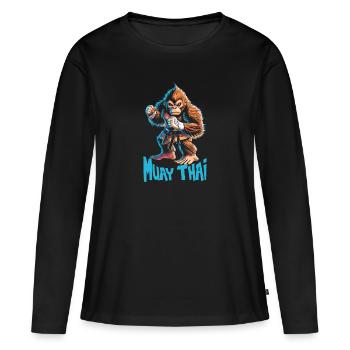 Poing nu - T-shirt manches longues Premium bio Femme - noir - Devant - Julia (174cm)