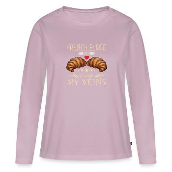 Cuisine française - T-shirt manches longues Premium bio Femme - rose poudré - Devant - Julia (174cm)