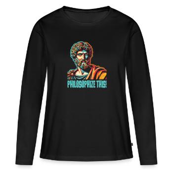 Philosophie - T-shirt manches longues Premium bio Femme - noir - Devant - Julia (174cm)