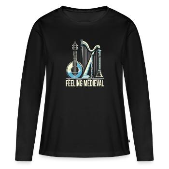 Marché médiéval - T-shirt manches longues Premium bio Femme - noir - Devant - Julia (174cm)