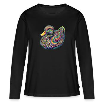 Hippie Festival - Frauen Premium Bio Langarmshirt - Schwarz - Vorne - Julia (174cm)