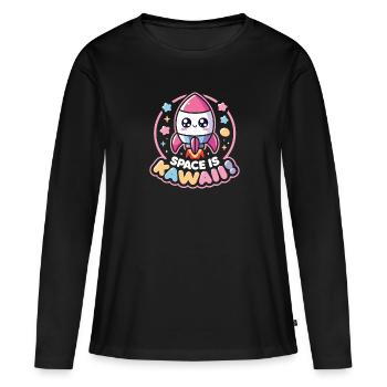 Fusée - T-shirt manches longues Premium bio Femme - noir - Devant - Julia (174cm)