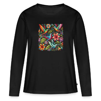 Exotisch - Frauen Premium Bio Langarmshirt - Schwarz - Vorne - Julia (174cm)