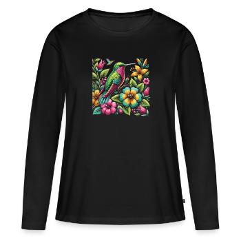 Exotisch - Frauen Premium Bio Langarmshirt - Schwarz - Vorne - Julia (174cm)