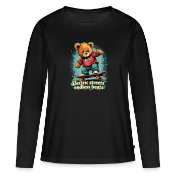 Planche à roulettes E - T-shirt manches longues Premium bio Femme - noir - Devant - Julia (174cm)