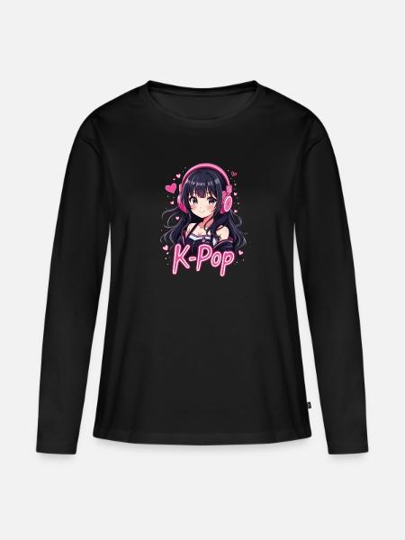 K-Pop - Frauen Premium Bio Langarmshirt - Schwarz