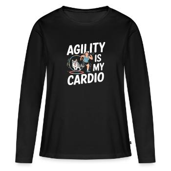 Agilité - T-shirt manches longues Premium bio Femme - noir - Devant - Julia (174cm)