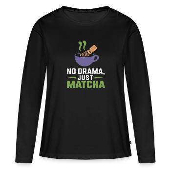 Matcha - Frauen Premium Bio Langarmshirt - Schwarz - Vorne - Julia (174cm)