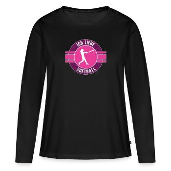 Ich Liebe Softball Softballerin Team Mannschaft - Frauen Premium Bio Langarmshirt - Schwarz - Vorne - Julia (174cm)