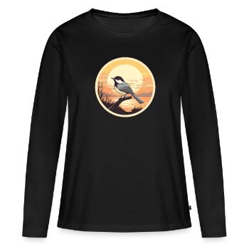 Mésange - T-shirt manches longues Premium bio Femme - noir - Devant - Julia (174cm)