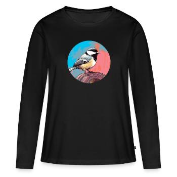 Mésange - T-shirt manches longues Premium bio Femme - noir - Devant - Julia (174cm)