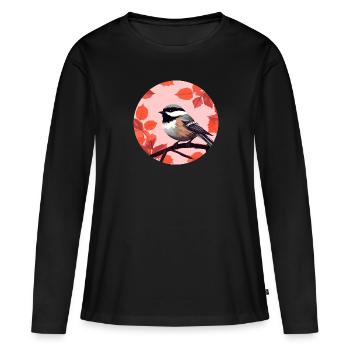 Mésange - T-shirt manches longues Premium bio Femme - noir - Devant - Julia (174cm)