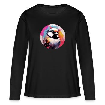 Mésange - T-shirt manches longues Premium bio Femme - noir - Devant - Julia (174cm)