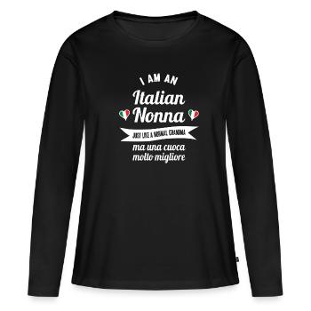 Italian Nonna - Grand-mère italienne et grande cuisinière - T-shirt manches longues Premium bio Femme - noir - Devant - Julia (174cm)