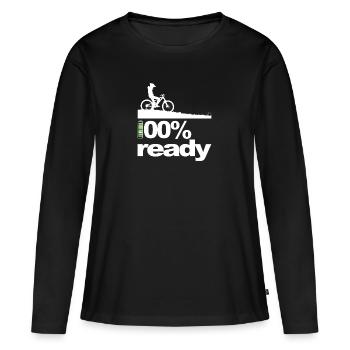 Ebike rider: '100% Ready' - Women's Premium Organic Long Sleeve Shirt - black - Front - Julia (174cm)