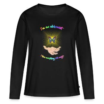 I'M AN ALCHEMIST - Colorful Butterfly - Women's Premium Organic Long Sleeve Shirt - black - Front - Julia (174cm)